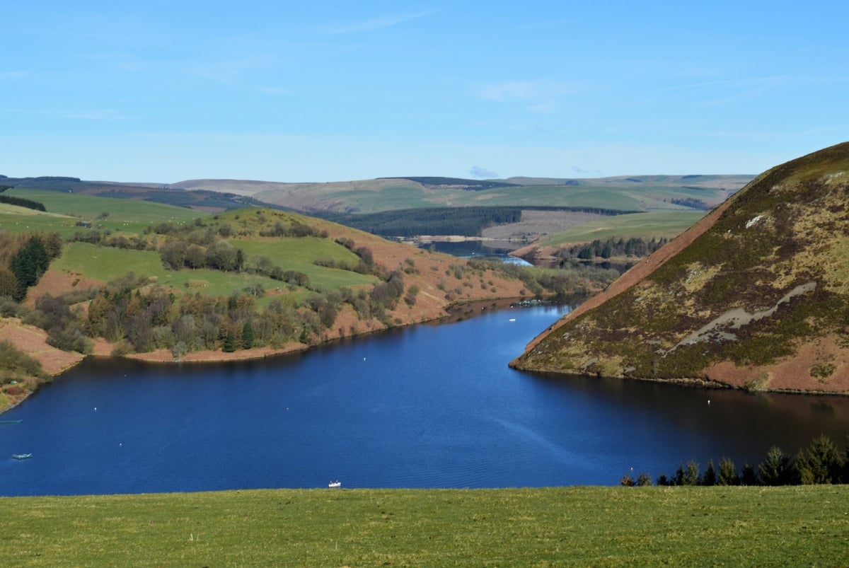 The spectacular view from nearby Clywedog Dam